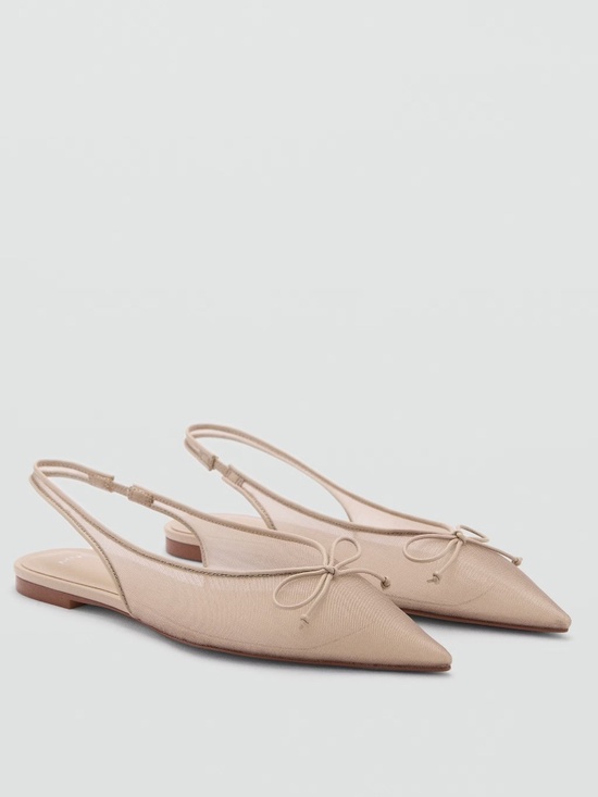 Mango Shoes - Mango pointy ballet flats with bow (US 8/EUR 39)